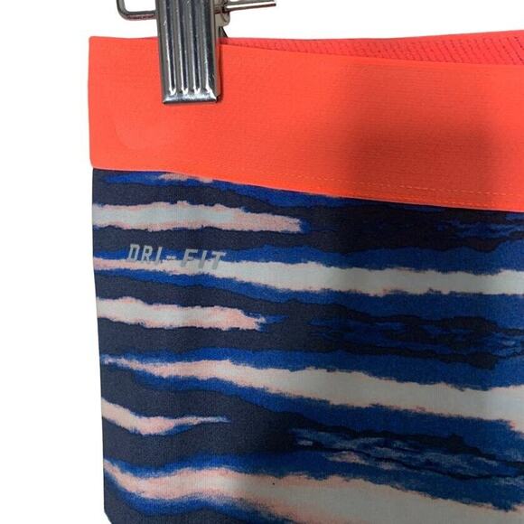 Nike Capri Crop Pro Fit Striped Athletic Leggings Womens Small Black Blue Active - Picture 6 of 12